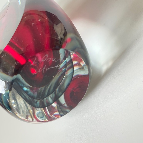 Vintage MURANO Perfume Bottle: Sommerso Effect, Etched "Luigi Onesto" Signature - Picture 4 of 17